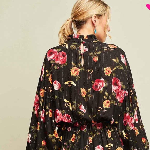 Black Floral mock neck dress - Picture 7 of 11